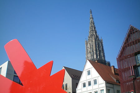 Ulm kathedraal, gebouw, kunst, rode hond