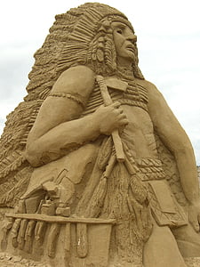 szobrászat, homok, indiánok, sandworld, homok szobor, homok szobrok, Travemünde