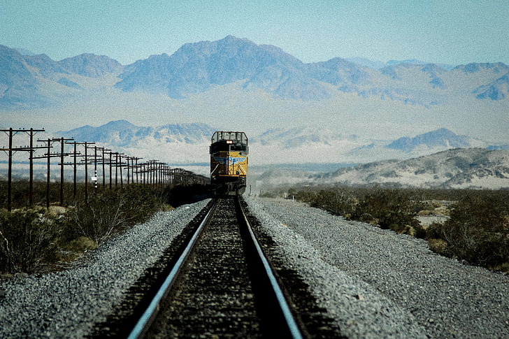 train, rails de train, désert, chemin de fer, transport, chemin de fer, voie ferrée