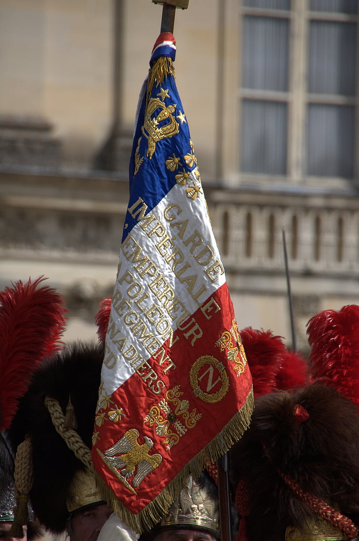 vlajka, stráž, Imperial stráž, granátnikov, cisár, Fontainebleau, sbohem