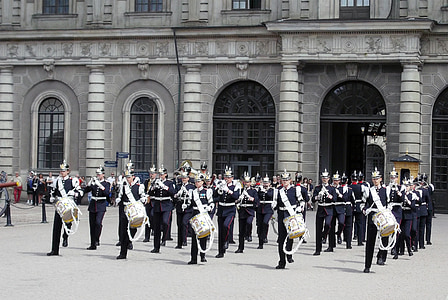 changing of the guard, stockholm, military music, castle, music