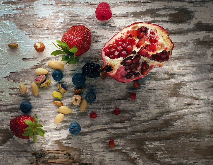 фрукти, горіхи, червоний, продукти харчування, здоровий, органічні, дієта