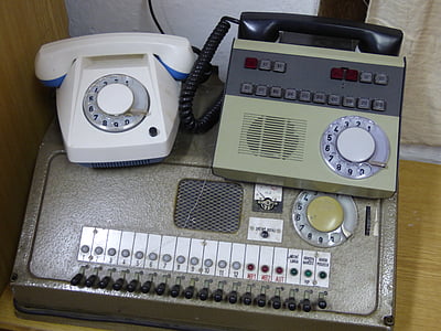 telefone, painel de comando, a República Popular da, velho, discar, o monofone, comunicação