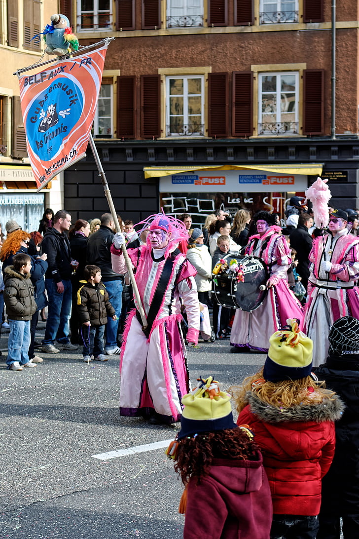 carnival, celebration, road, yverdon, vaud, switzerland, people