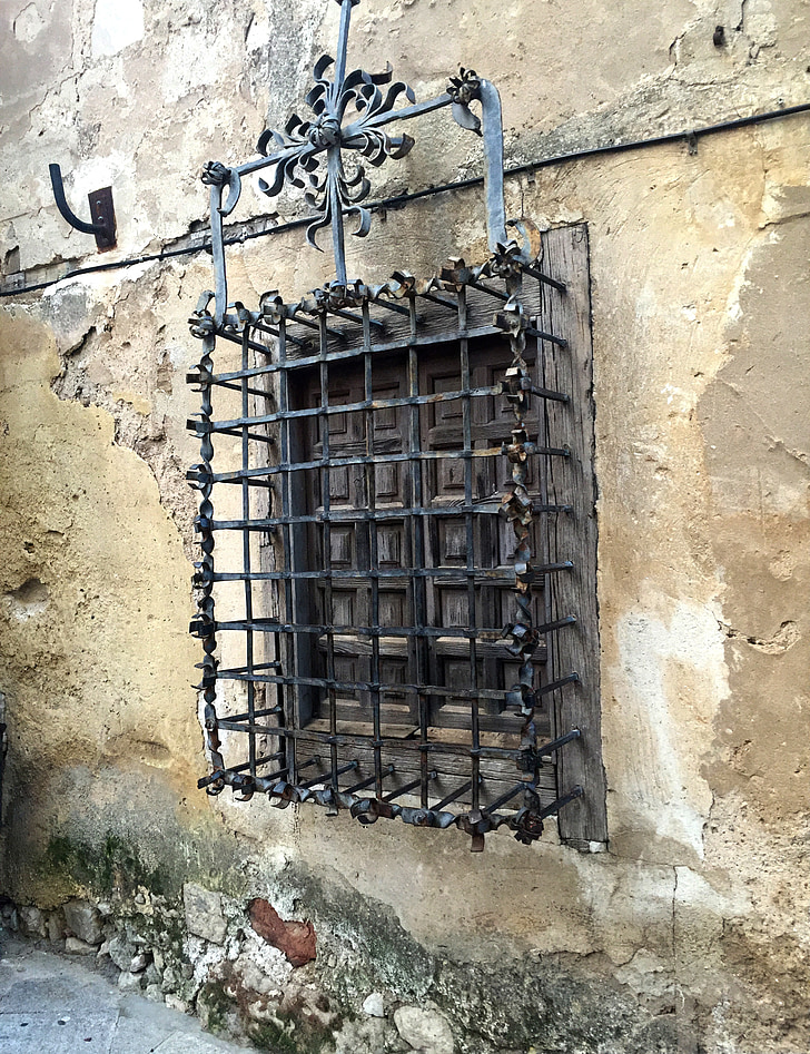 window, old facade, grate old, forging