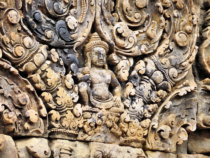 Cambodja, Angkor, Tempel, Bantay krei, ruïne, bas-reliëf, religie