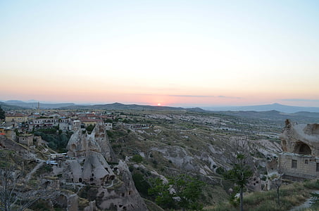 Cappadocia, matahari terbenam, Nevsehir, Turki