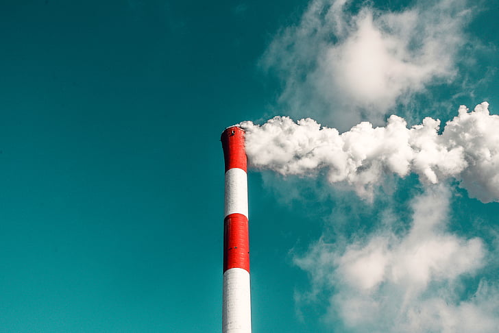 white, red, tower, smoke, air pollution, power, smoke - physical structure