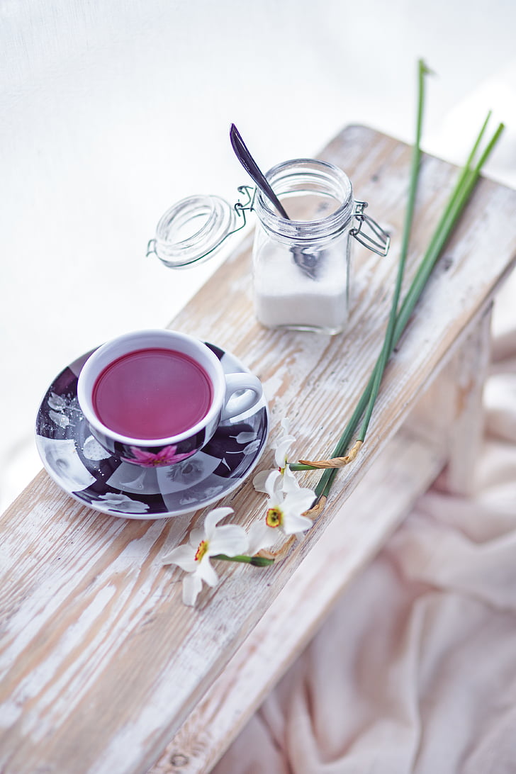 Cupa, zahăr, ceai, băutură, tabel, lemn - material