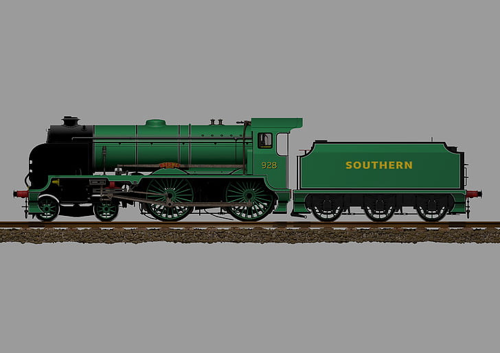 train, locomotive, steam, green, retro, vintage, classic