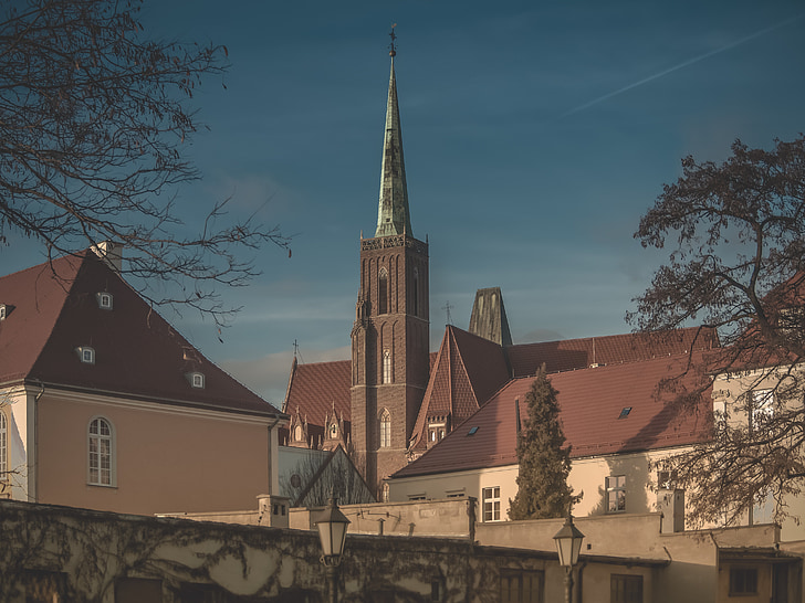 Torre, Catedral, Ilha, Wroclaw, Polônia, edifício, arquitetura