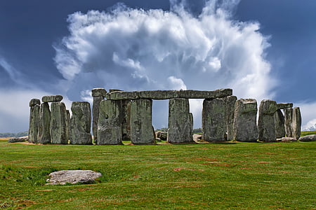 Stonehenge, Památník, vzduchu, mraky, cestovní ruch, Spojené království, tráva