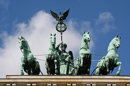 Berlin, Brandenburgi kapu, Landmark, Quadriga, cél, épület, Németország