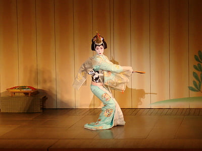 gejsza, Teatro, Japonia, wydajność, taniec, tradycyjne, jedna osoba
