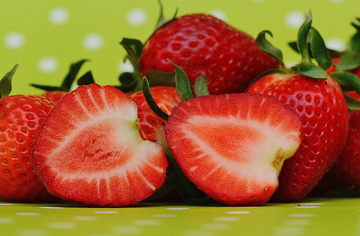 strawberries, fruit, close, fruits, red, sweet, food