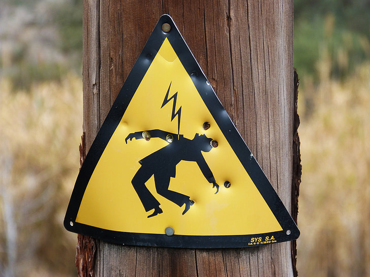 pavojaus, elektros linijos, elektros smūgio, signalas