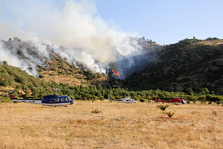 헬리콥터, 산 불, 화재, 죽음, 트리, 장작을 태워, 위험