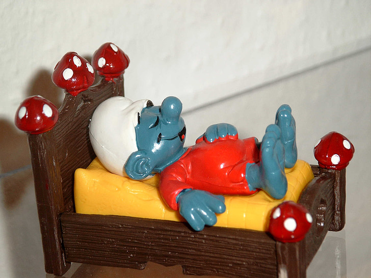 Smurf, Smurfs, cama, sono, madeira - material, brinquedo