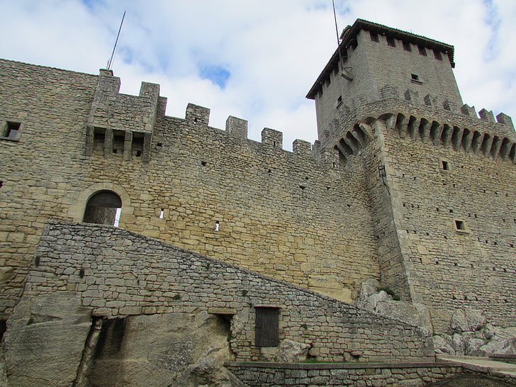 slottet, middelalderen, festning, italiensk, historiske, europeiske, tårnet