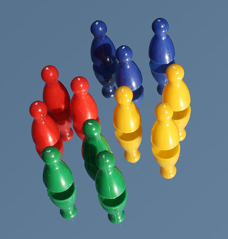 figures, group, team, play stone, placed, colorful, color