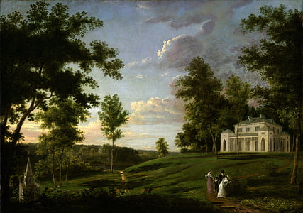 vidoeiro de Thomas, pintura, óleo sobre tela, artístico, natureza, do lado de fora, céu