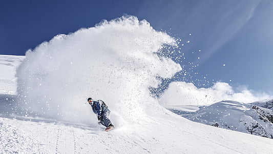 om, joc, snowboard, sport, zăpadă, iarna, rece