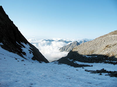 gran paradiso, glacier, mountain, crevices, ice, alps, snow