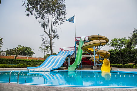 Parc, parc aquatique, amusement, enfants, été, eau, Recreation
