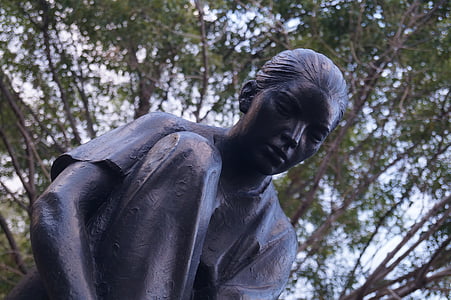 statue, women, park, figure, iron, monument, face