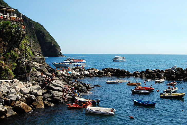 csónak, Porto, Cinque terre, Riomaggiore, Liguria, Olaszország, színek