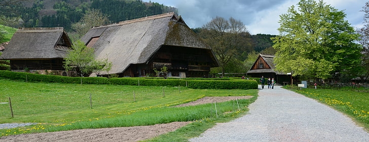 black forest, open air museum, vogtsbauernhof, home, gutach, field, grass