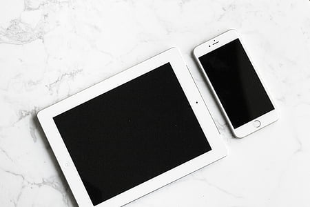 Branco, iPad, prata, iPhone, Início, tabela, escritório