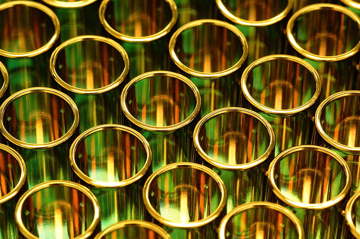 gold, tubes, science, research, shiny, background, engineering