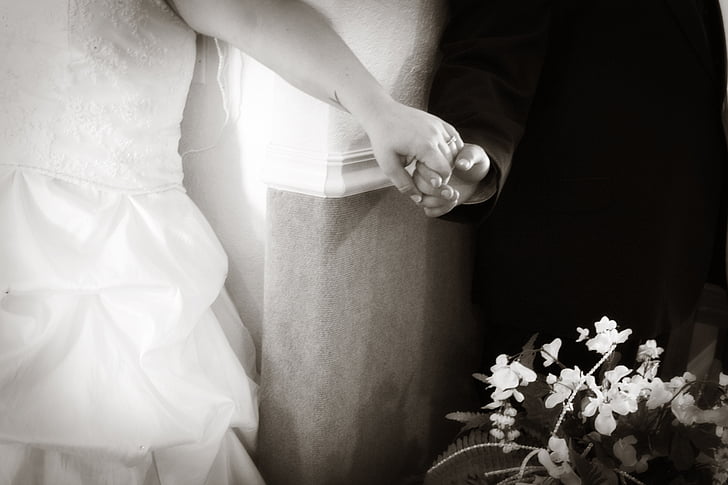 сватба, ръце, булката, младоженеца, романтичен, Любов, ретро