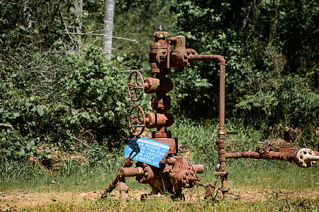 plynové potrubie, priemyselné, ropné polia, Rust, staré, potrubie, ventil