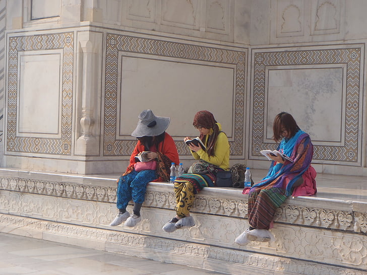 Tourist, Taj mahal, Palast, Indien, Agra, Architektur, Reisen