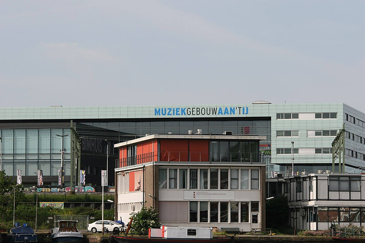 Amsterdam, hudební budova, Muziekgebouw aan 't ij, Nizozemsko, voda, vzduchu, střed