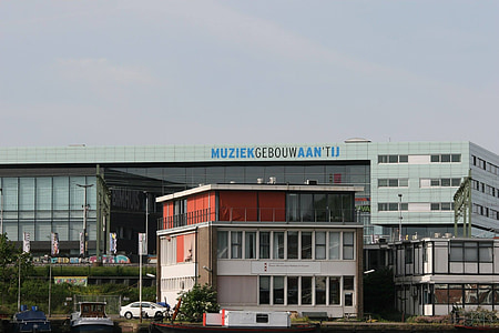 Amsterdam, edifício de música, Muziekgebouw aan ' t ij, Países Baixos, água, ar, Centro