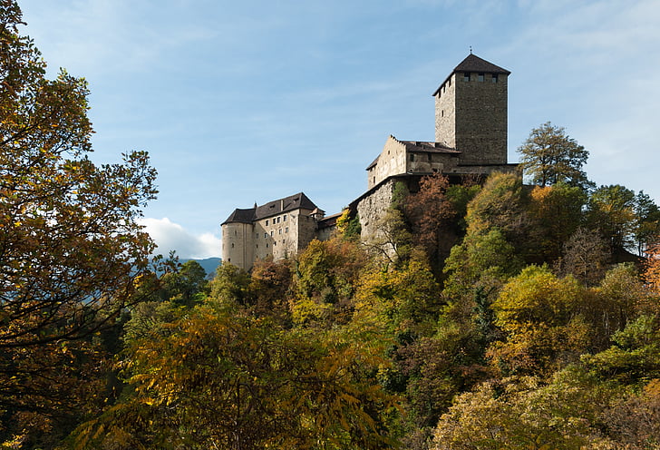 slottet tyrol, Sydtyrol, efterår, Castle, Meran, middelalderen, slottet tirol