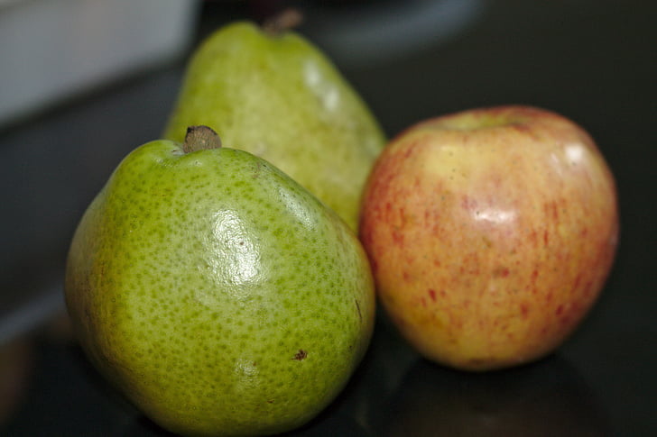 과일, pera, 애플, 레드, 녹색