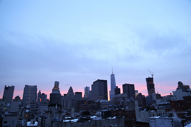 New york, Big apple, en verdens handelssenter, 1wtc, Nightfall, skumring, byen