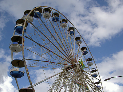 ferris wheel, fair, sky, year market, carousel, rides