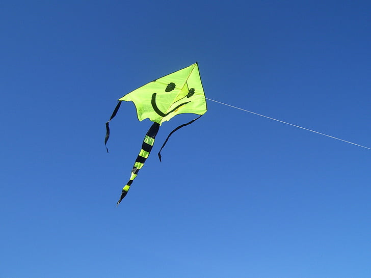 papir dragon, vind, flyvende, smily, Kite - legetøj, Sky