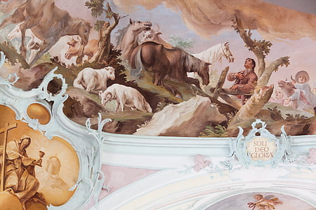 Fresco, katto maalaus, kristillisdemokraatit, katolinen, kirkko, uskonto, usko