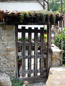puerta, madera, puerta de madera, entrada, porche, antiguo, madera - material