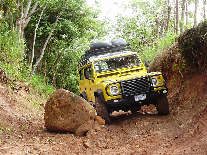 land rover, all-terrain, vehicle, defender, adventure, obstacle, cross-country