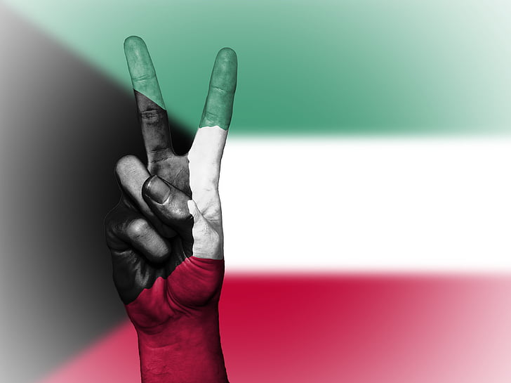 Kuwait, fred, hånd, nation, baggrund, banner, farver