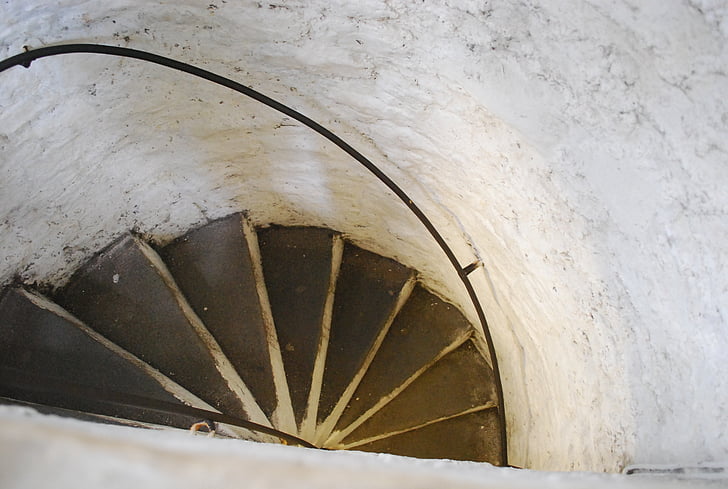 escaleras, circular, escalera, escalera, espiral, arquitectura, interior