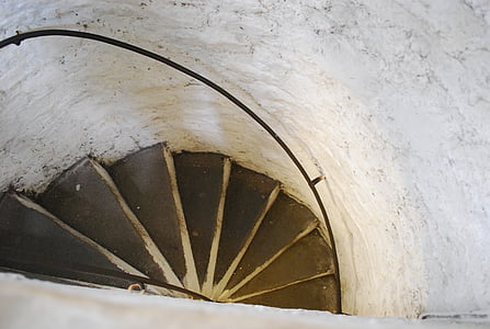 pa kāpnēm, apaļa, kāpnes, kāpnes, spirāle, arhitektūra, interjers