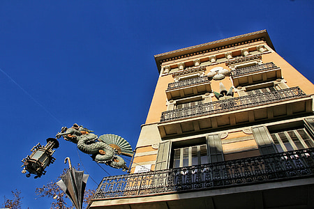 ház, a Hotel, sárkány, Barcelona, Ramblas
